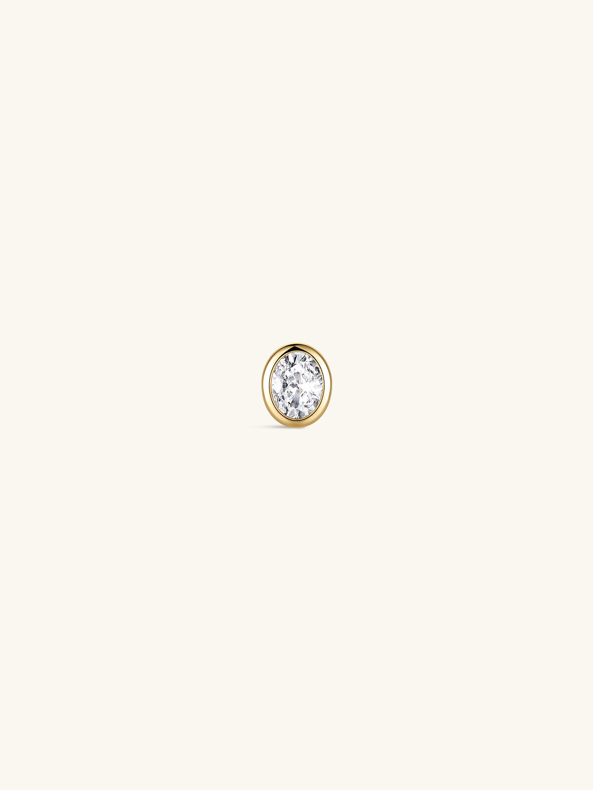 KOSINER 14K Solid Gold Bezel-Set Oval Lab-Grown Diamond Flat Back Stud