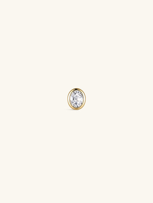 KOSINER 14K Solid Gold Bezel-Set Oval Lab-Grown Diamond Flat Back Stud