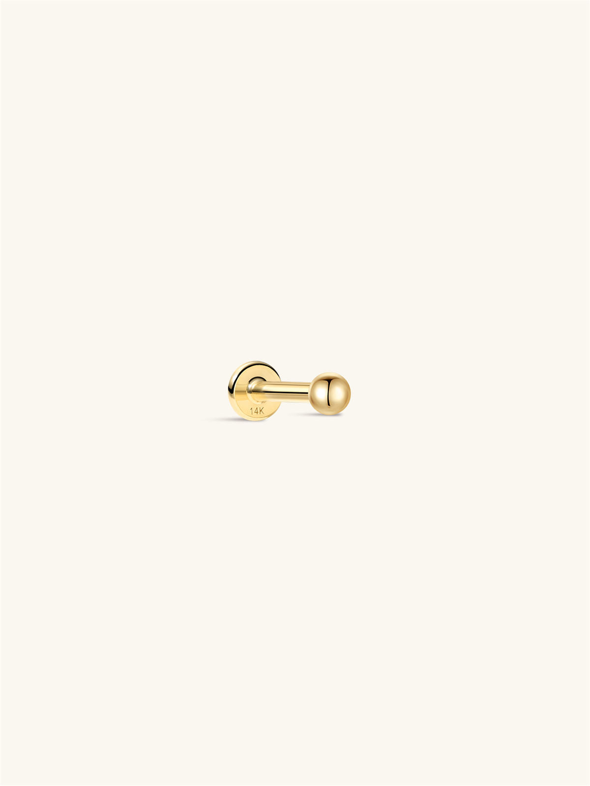 KOSINER 14K Solid Gold Classic Bead Flat Back Stud