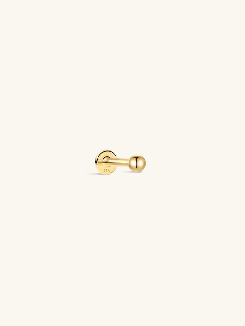 KOSINER 14K Solid Gold Classic Bead Flat Back Stud