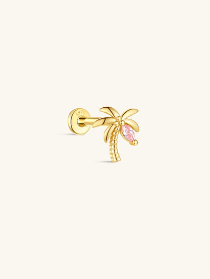 KOSINER Seaspritz 925 Sterling Silver Coconut Tree Flat Back Stud
