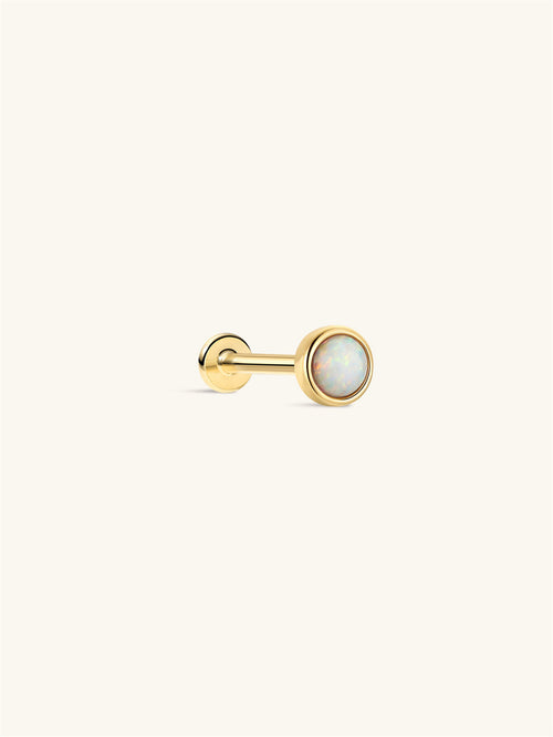 KOSINER 14K Solid Gold Elegant Opal Flat Back Stud
