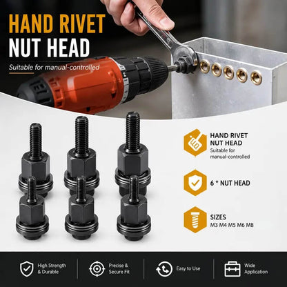 Manual Rivet Nut Tool Kit,M3 M4 M5 M6 M8 CarbonSteel Rivnuts Set,Threaded Rivet NutRiveter for AutomotiveRepair & DIY Projects