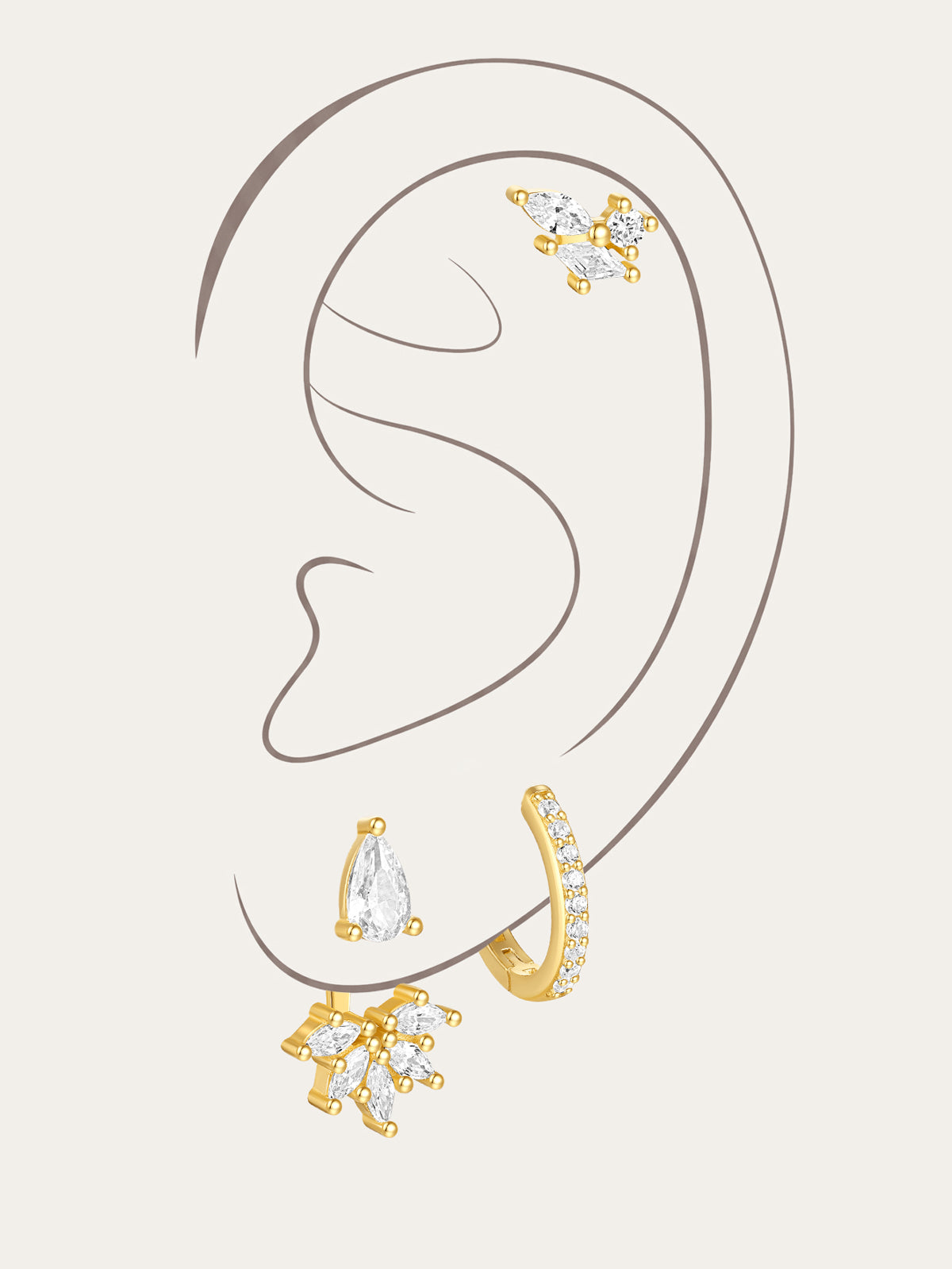 KOSINER 925 Sterling Silver Delicate Irregular Set