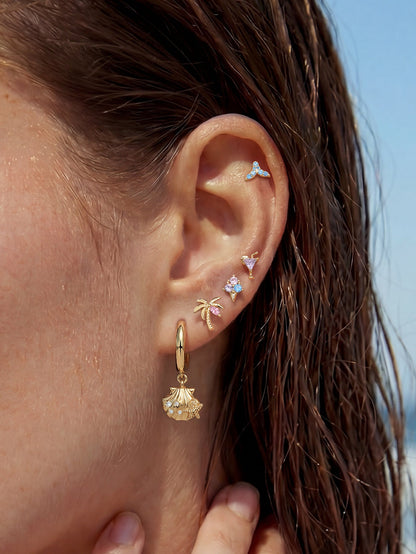 KOSINER Seaspritz 925 Sterling Silver Coconut Tree Flat Back Stud