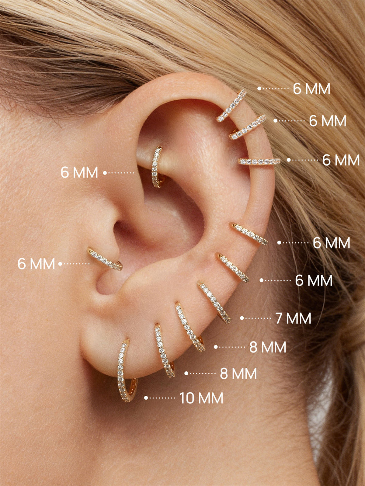 KOSINER 14K Solid Gold Elegant Pave Hoop