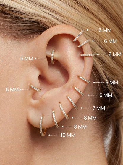 KOSINER 14K Solid Gold Elegant Pave Hoop