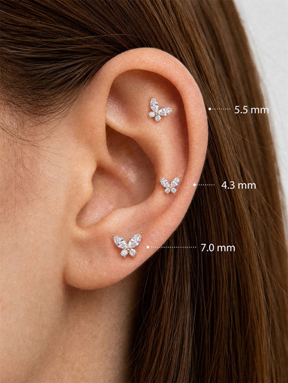KOSINER 14K Solid Gold Delicate Butterfly Flat Back Stud
