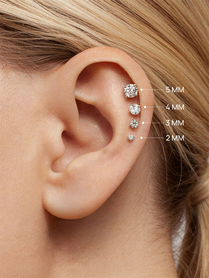 KOSINER 14K Solid Gold Minimalist 3MM Flat Back Stud