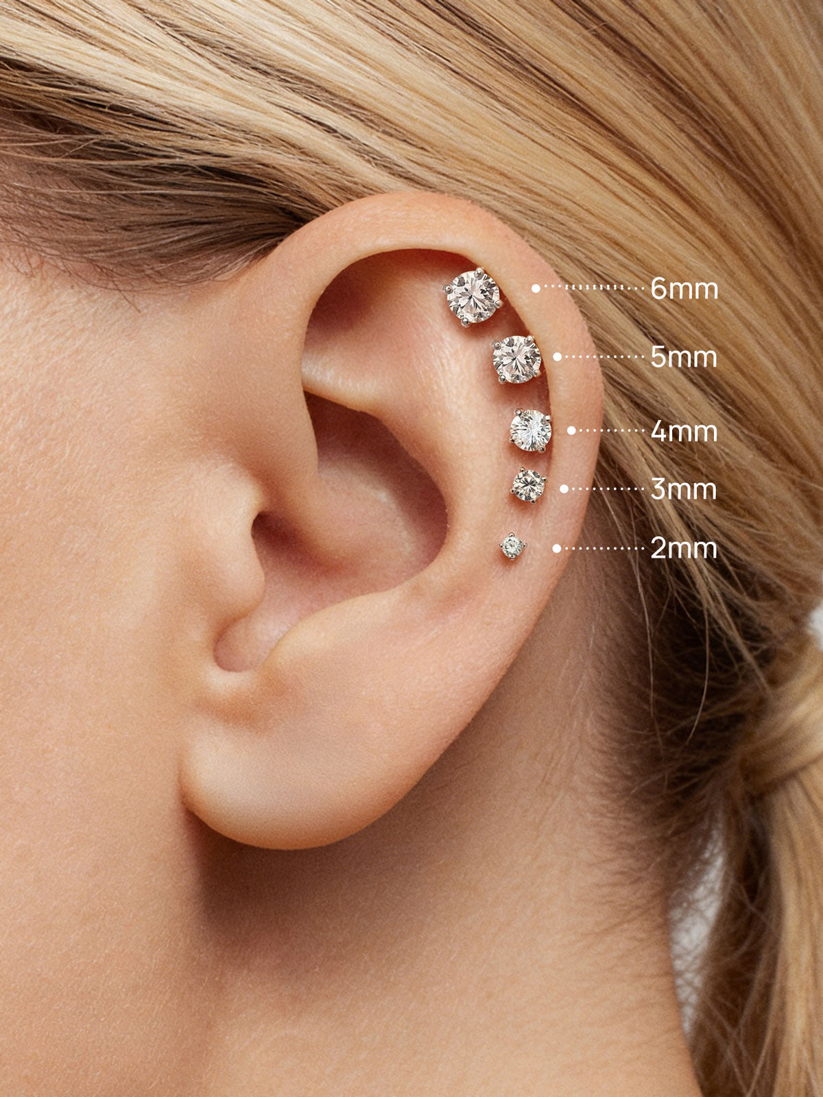 KOSINER 14K Solid Gold Minimalist Lab-Grown Diamond Flat Back Stud