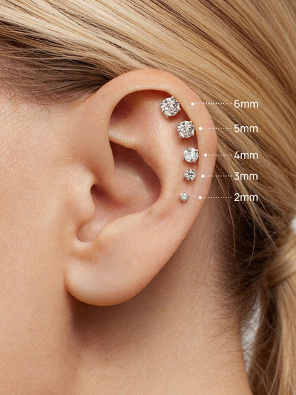 KOSINER 14K Solid Gold Minimalist Lab-Grown Diamond Flat Back Stud