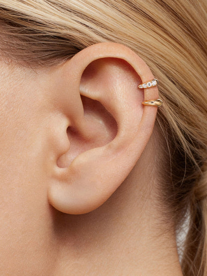 KOSINER 14K Solid Gold Delicate C-Shape Flat Back Stud