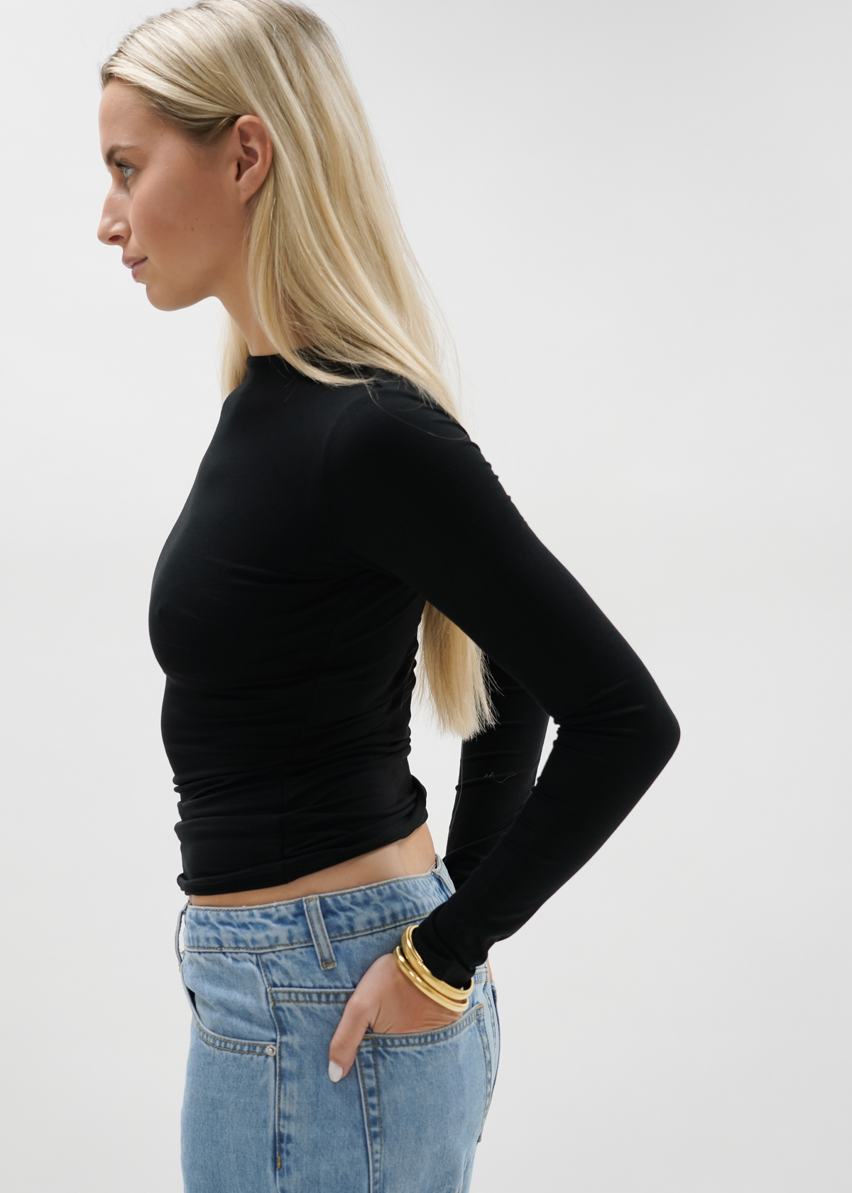 Long sleeve top long black (tall)