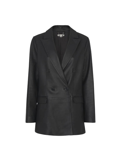 Aliza Waisted Leather Blazer