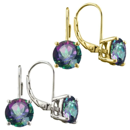 3.50 CTTW Genuine Rainbow Topaz Leverback Earrings