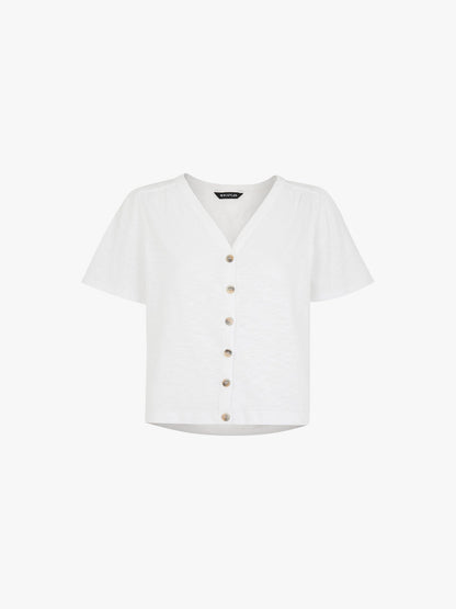Maeve V Neck Button Front Tee