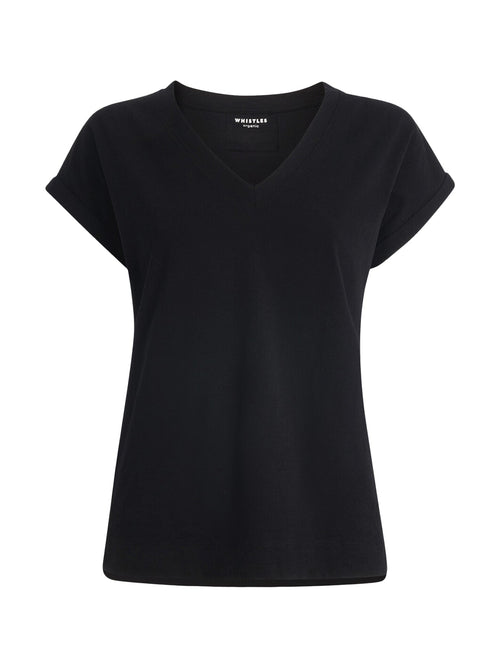 Willa V Neck Cap Sleeve Tee