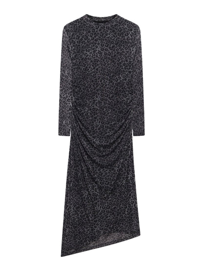 Leopard Print Mesh Midi Dress