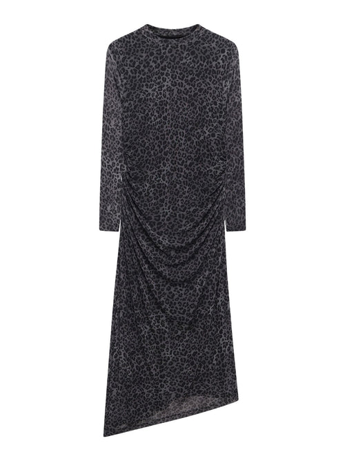 Leopard Print Mesh Midi Dress