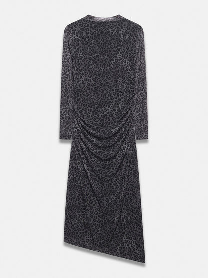 Leopard Print Mesh Midi Dress