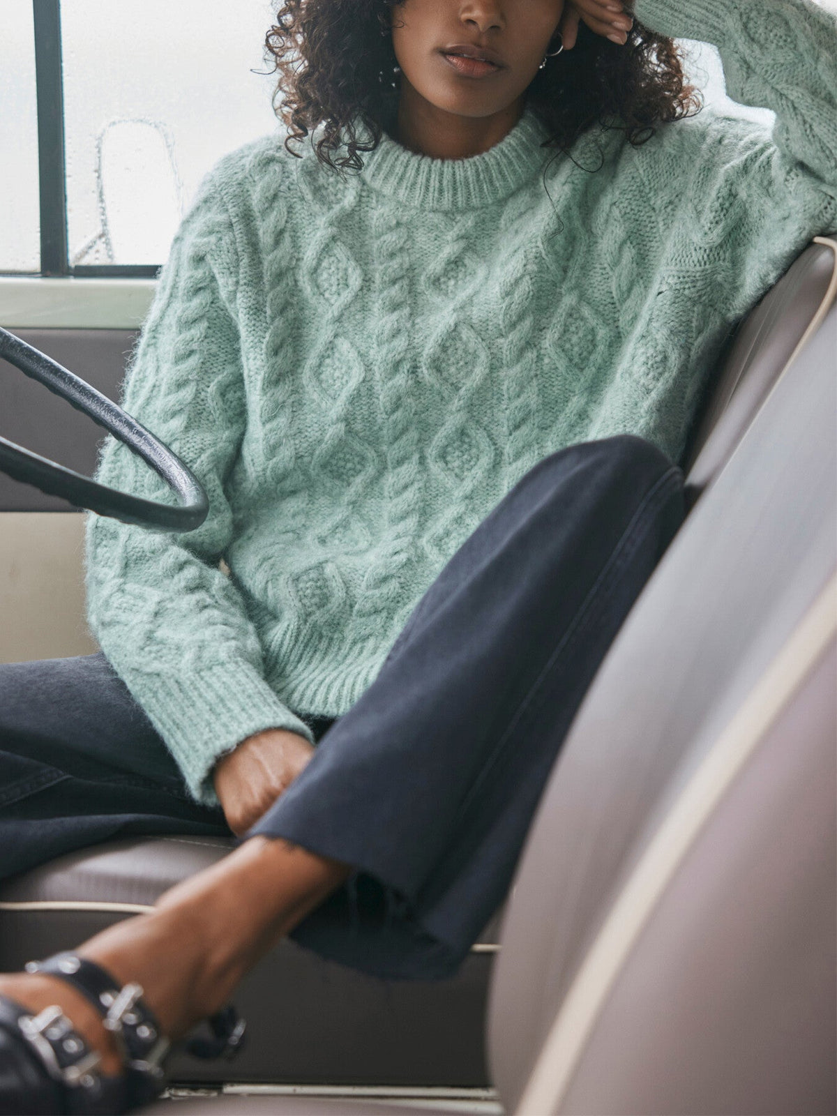 Green Cable Knit Jumper