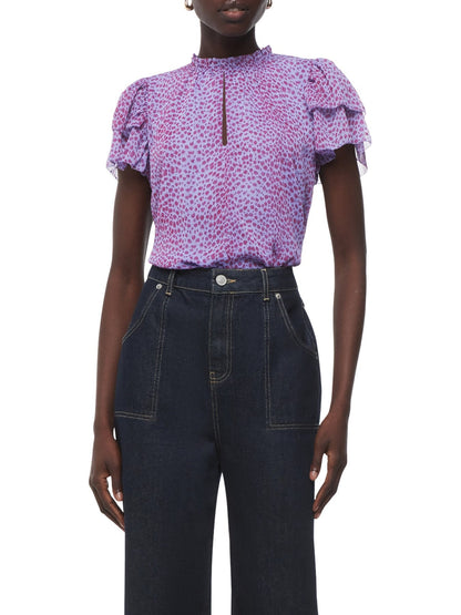 Sketched Cheetah Frill Top