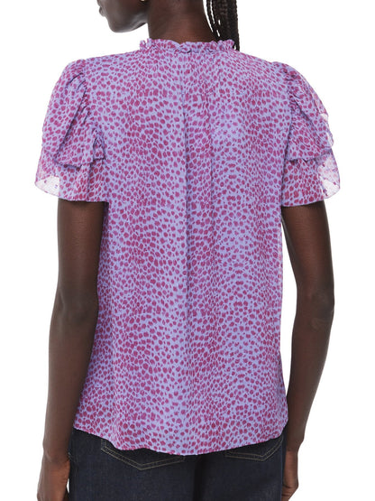 Sketched Cheetah Frill Top