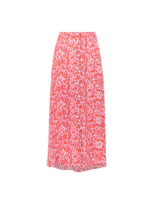 Blurred Strokes Button Skirt