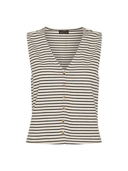 Button Up Stripe Rib Tank