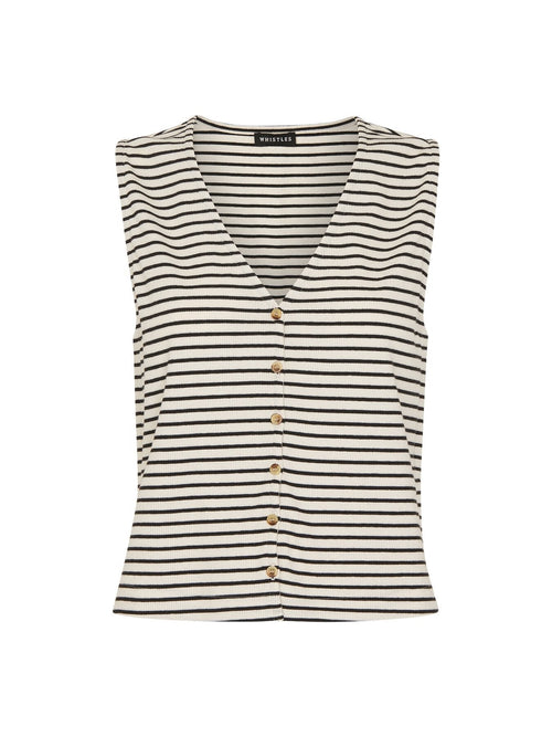 Button Up Stripe Rib Tank