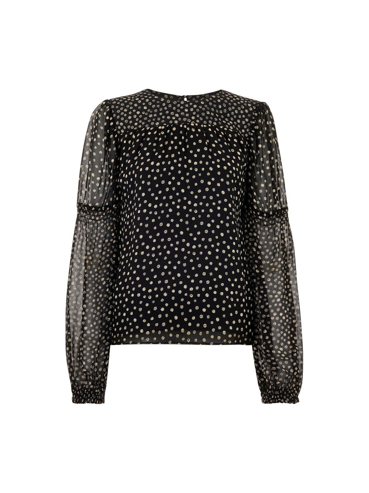 Speckled Polka Dot Shirred Top