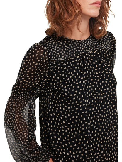 Speckled Polka Dot Shirred Top