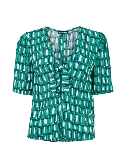 Linked Smudge Tie Front Top