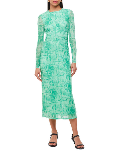 Brushwork Print Mesh Dress