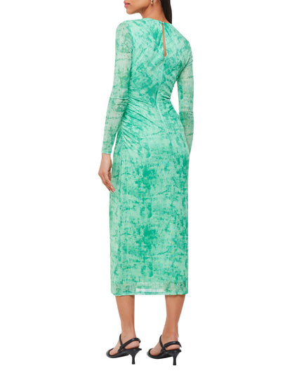 Brushwork Print Mesh Dress