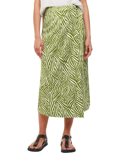 Linear Leaf Wrap Midi Skirt