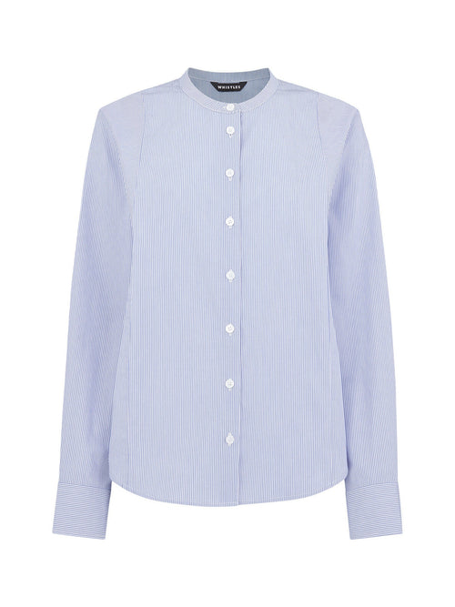 Stripe Grandad Collar Shirt