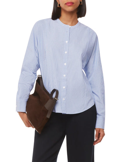 Stripe Grandad Collar Shirt