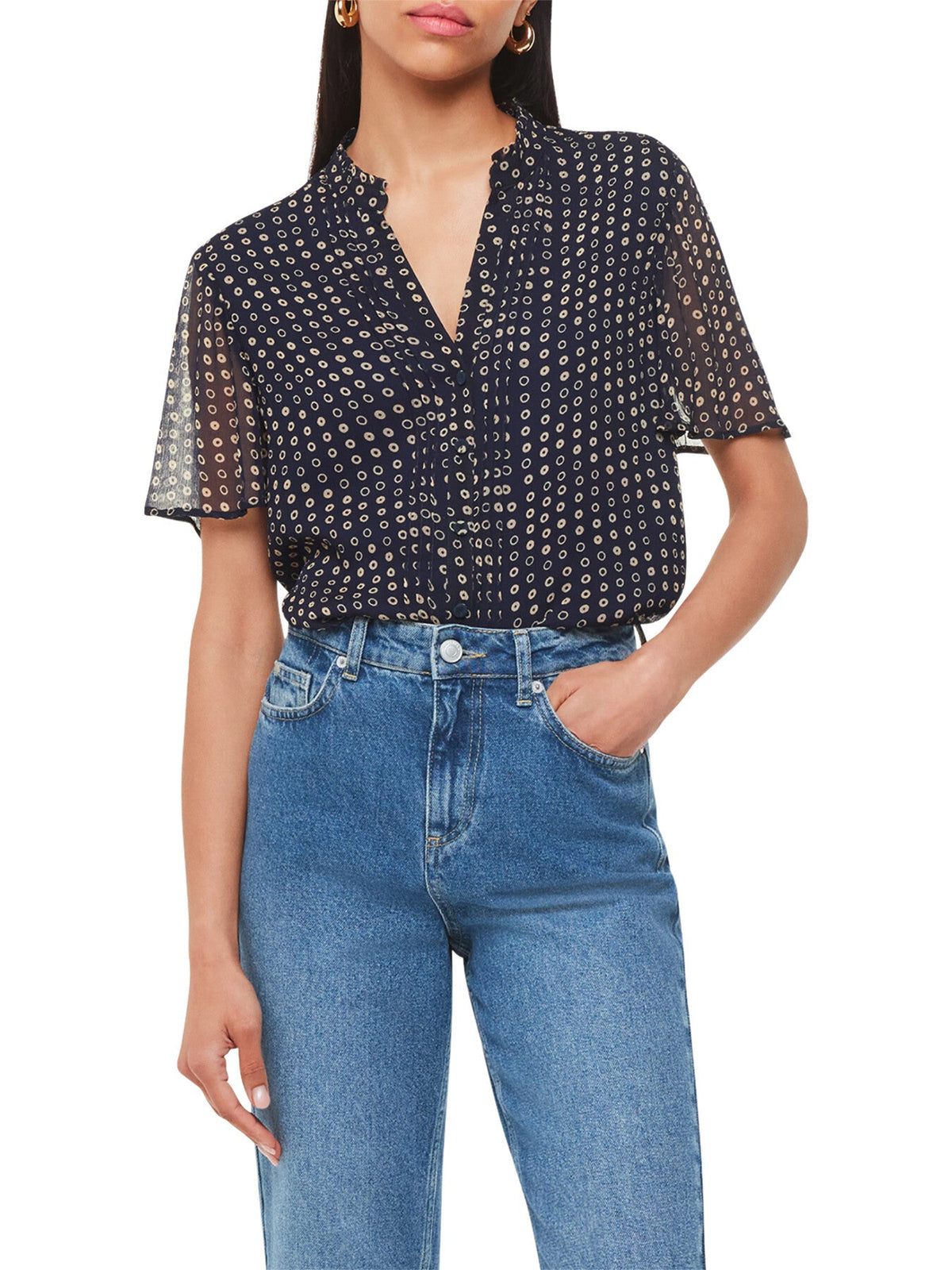 Spotted Hoop Frill Blouse