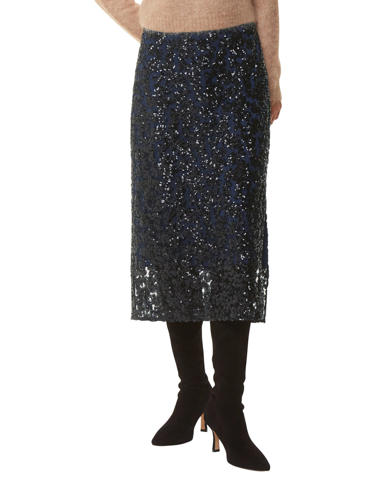 Floral Sequin Midi Skirt