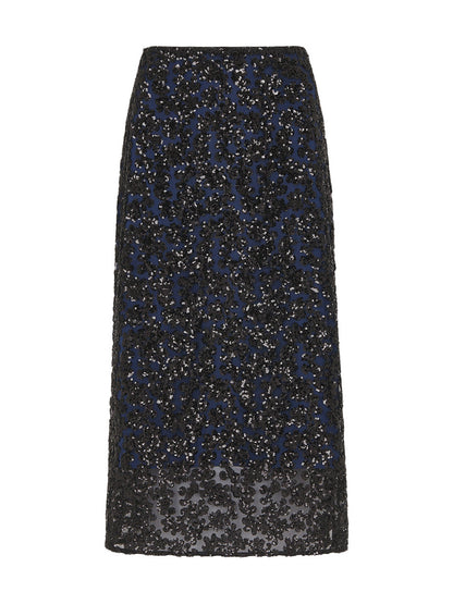 Floral Sequin Midi Skirt