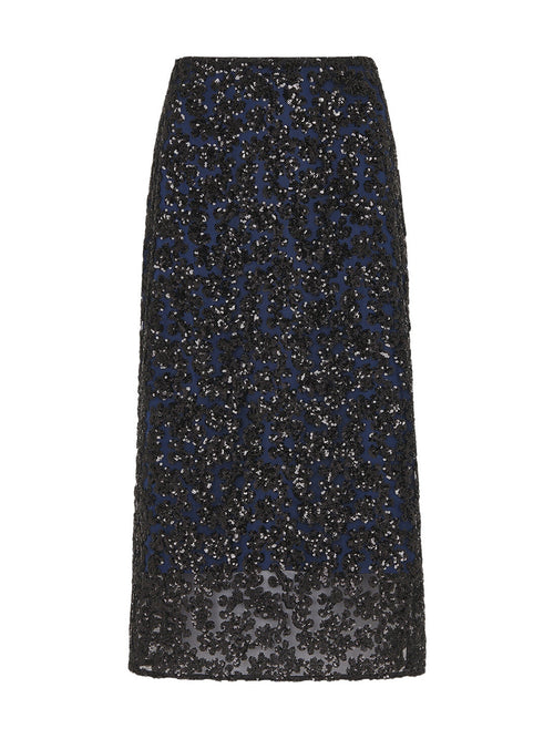 Floral Sequin Midi Skirt