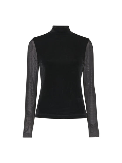 Velvet Mesh Sleeve Top