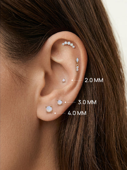 KOSINER 14K Solid Gold Minimalist Opal Flat Back Stud
