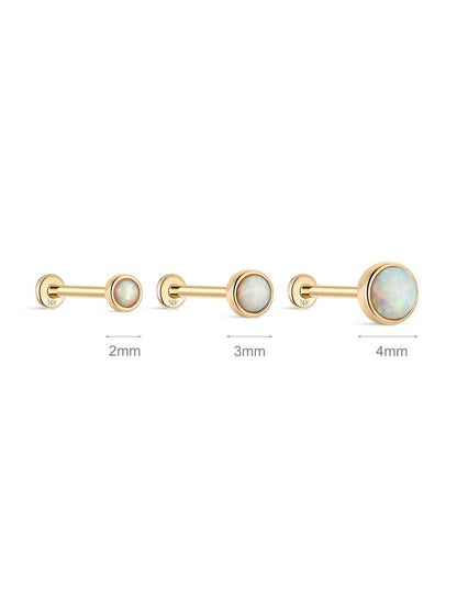 KOSINER 14K Solid Gold Elegant Opal Flat Back Stud