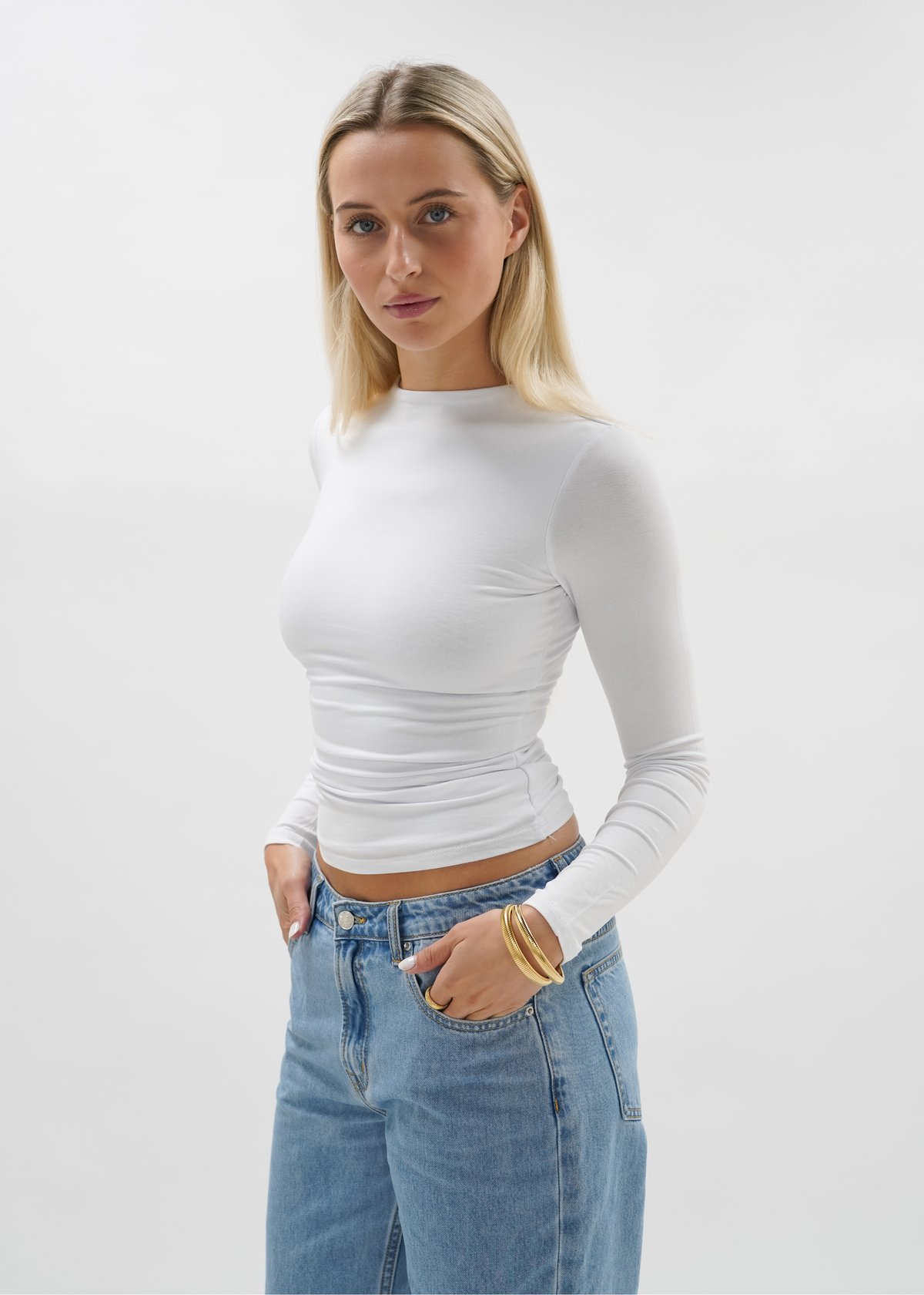 Long sleeve top long white (tall)