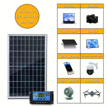 12V Flexible Solar Panel Kit with 100A Charge Controller, Extension Cords & Clips for Car Battery, RV, Boat & Off-Grid Use