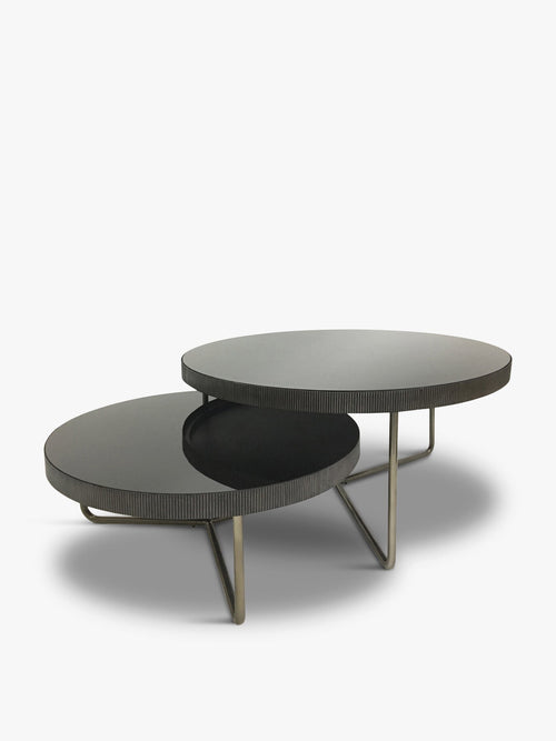 Knightsbridge Round Coffee Table Set of 2 with Tinted Glass