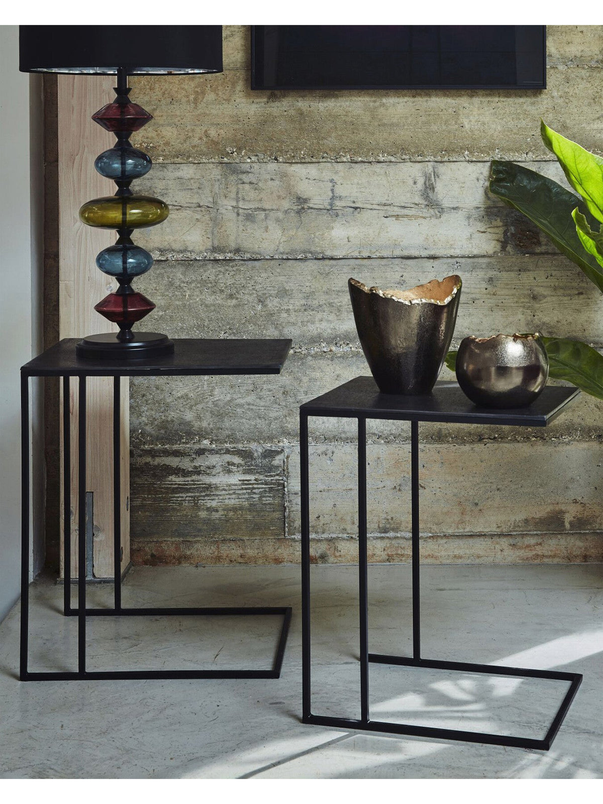 Luna Graphite Textured Aluminium Set of 2 Side Tables