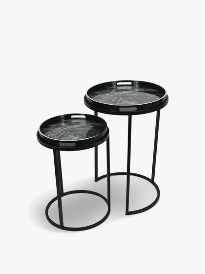 Monochrome Swirl Set of 2 Side Tray Tables